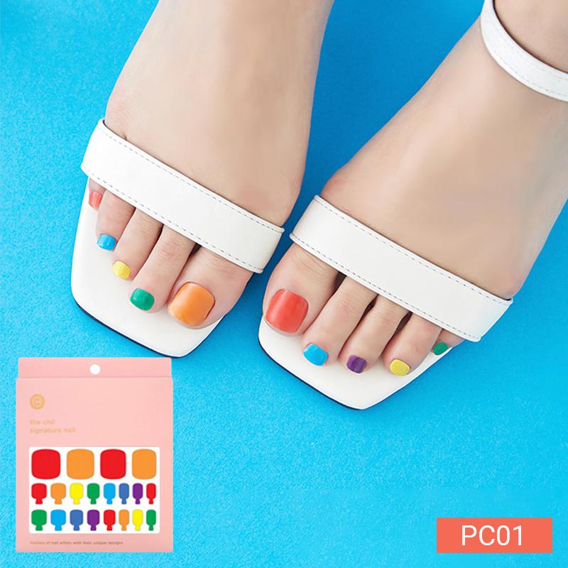 Party & Bold Pedicure Nail Stickers - 37 Self-Adhesive Tips, Vibrant Neon & Graphic Prints, Quick 5-Min Pedicure