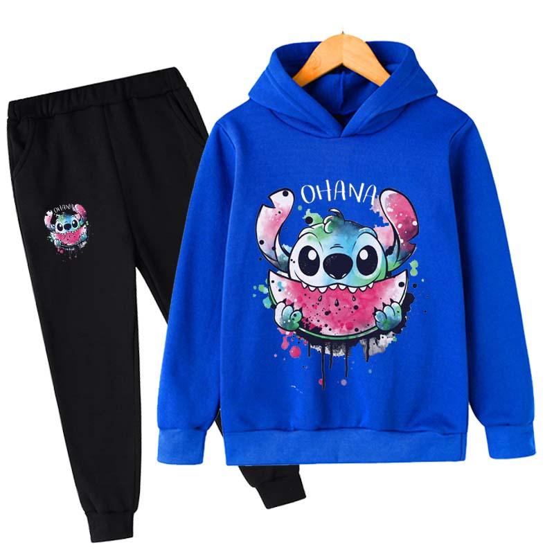 2025 MINISO Stitch Hoodies+Pants Sets Children 1-16 Years Suit Boys Tracksuits Kids Brand Sport Suits Little Monster Hoodies Tops +Pants 2pcs Set