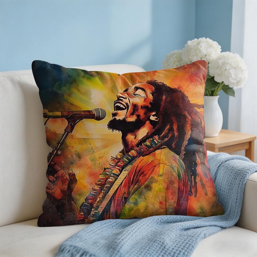 Singer Bob MMarley Cushion Cover Square Pillow Bedroom Sofa Leisure Comfort Living Room Home Decoration X