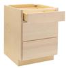 Quicklock RTA Base Kitchen Cabinets Shaker Style Raw Maple 30 W x 34.5 H x 24 D 3 Drawer Pots and Pans Ready-to-Assemble Made i