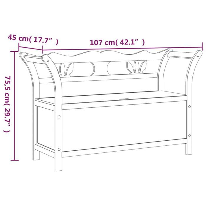 VidaXL Banc Blanc 107x45x75,5 cm Bois de sapin solide 351774