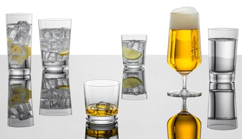 ZWIESEL GLAS Break-Resistant Tumblers, Basic Bar Selection, No. 3, for Water, Mineral Water, and Soft Drinks, 13 Oz., Pair, Machine-Made (m115849)