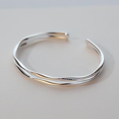 S999 Full Silver Double Layer Mobius Bracelet, Small and Minimalist Design, Silver Bracelet with Advanced Sense, New Handicraft