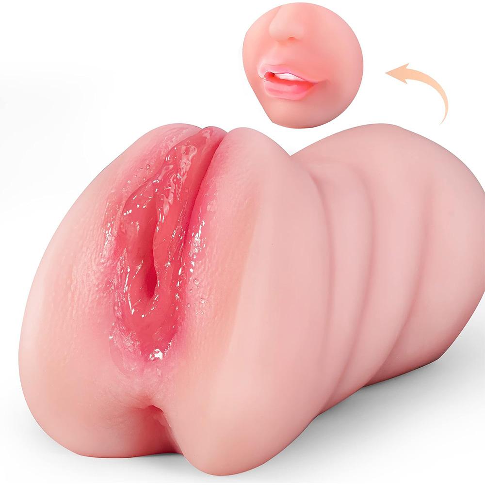 3 In 1 Pocket Pussy Sex Doll with Realistic Textured Mouth Vagina and Tight Anus Masturbator Male Stimulator Deep Throat Oral Adult Sex Toys