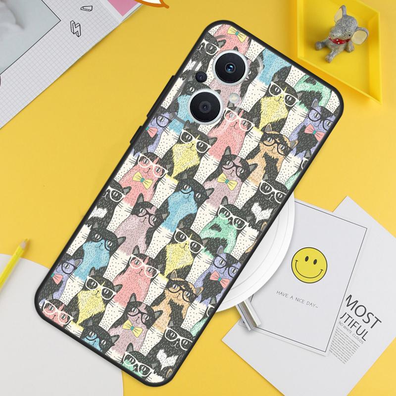 Funny Cat Collage For OPPO Reno 13F 11F 12F 14F 10 11 12 13 14 Pro 8T 7 8 Lite OPPO Find X8 X6 X5 X9 Pro Case