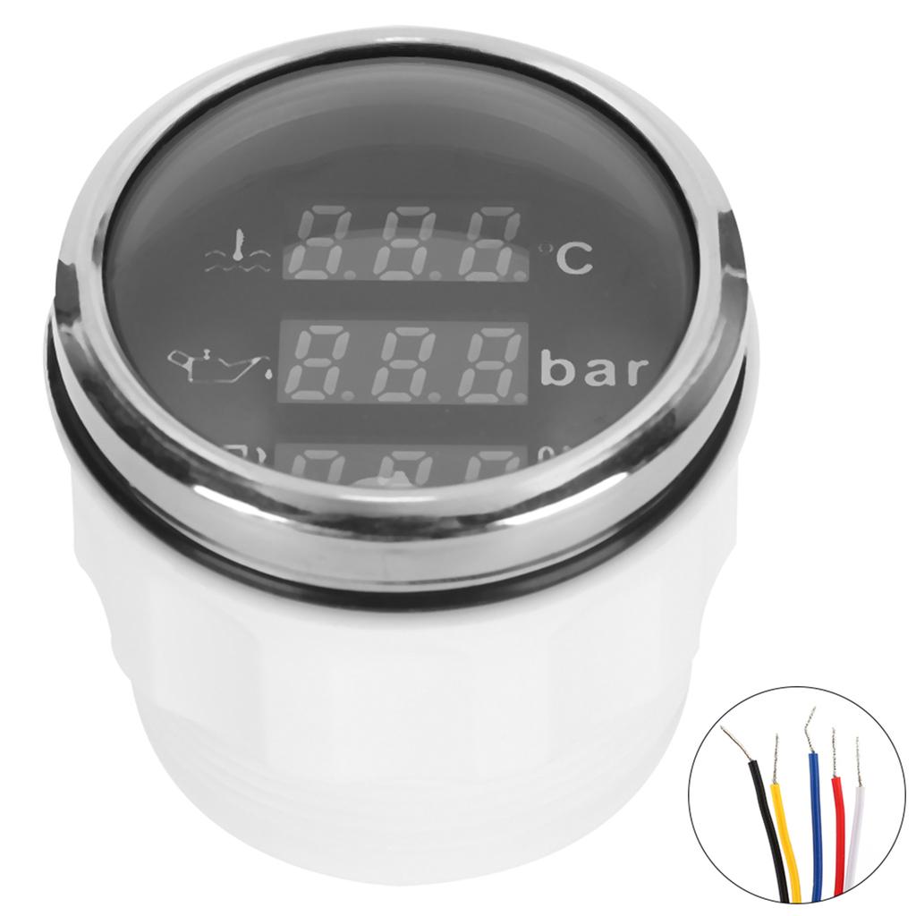 2in 3-In-1 Messgerät Kühlwassertemperatur Öldruck Kraftstoffstandsanzeige Europäischer Standard 0-190 Ohm
