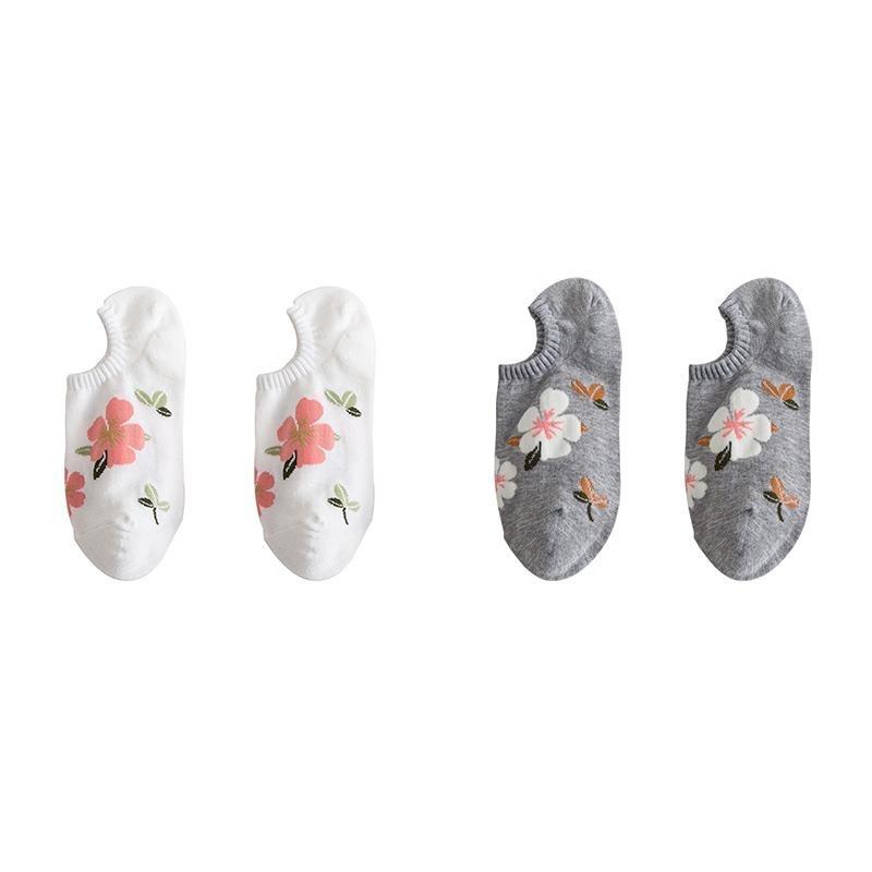 

2 пари жіночих Ins Trend Printing Shallow Mouth Naked Socks дихаючі жіночі шкарпетки Hipster Harajuku Ankle Women Fashion Invisible Socks One Size