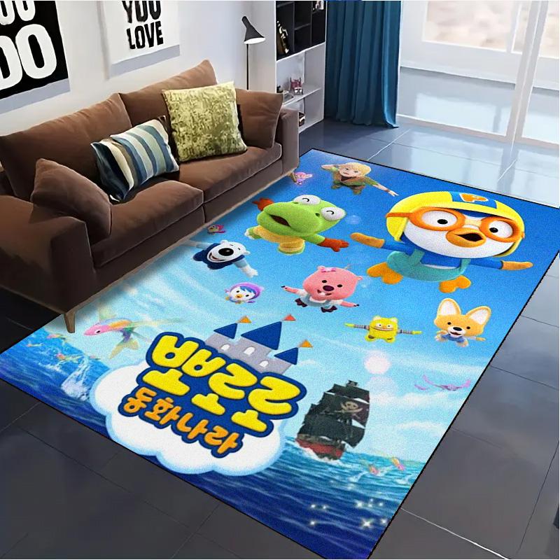 Tappeto Tappetino Cartoon Pororo per Soggiorno Camera da Letto Casa Decorazione Divano, Tappetino Antiscivolo per Giochi Bambini