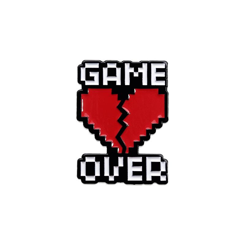 Pixel Heart Health Bar Brooch - Creative Cartoon Metal Badge