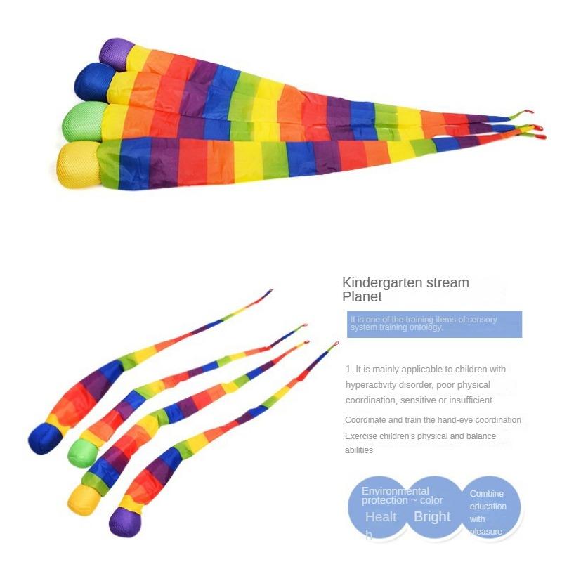 Tęczowa Piłka z Ogonem Ekologiczna Tkanina Worek z Piaskiem Piłka Meteorologiczna Bezpieczne Łapanie Piłka z Ogonem Przedszkole Szkoła Trening Sensoryczny Dziecko Miękka Zabawka