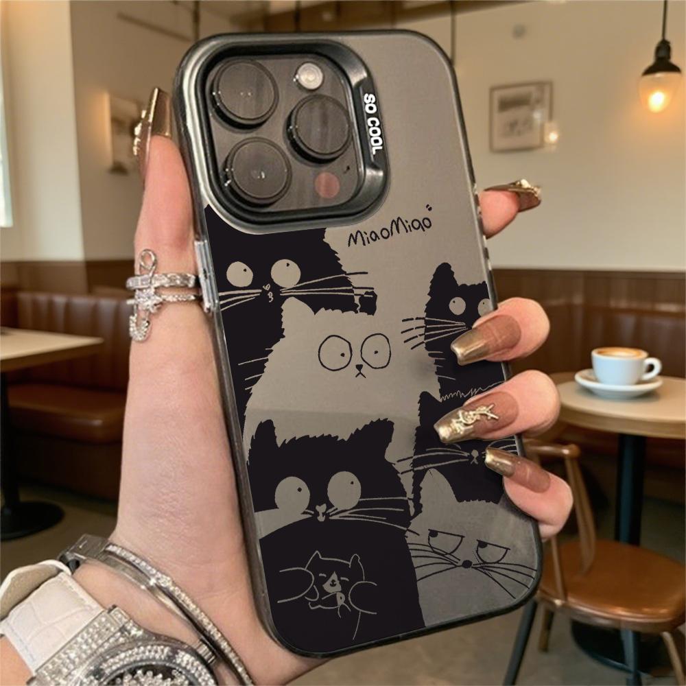 Cute Cats Pattern Shockproof Phone Case for Iphone 16 15 14 13 12 11 Pro Max/Mini Anti-Scratch Premium Hard Cover
