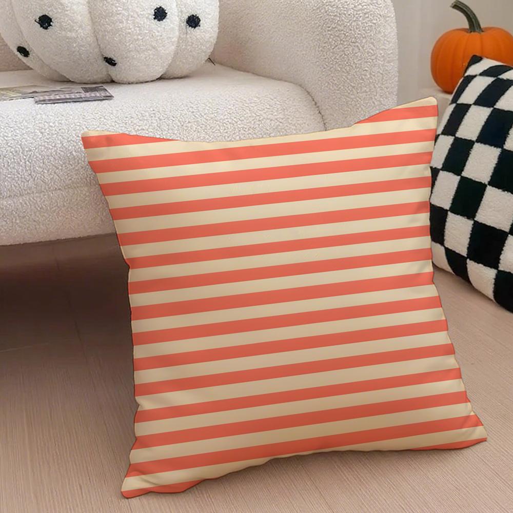 Vintage Stripes Pillow Classic Retro Cushion Cover Throw Pillow Cover Hidden Button Durable Polyester Chair Cushion