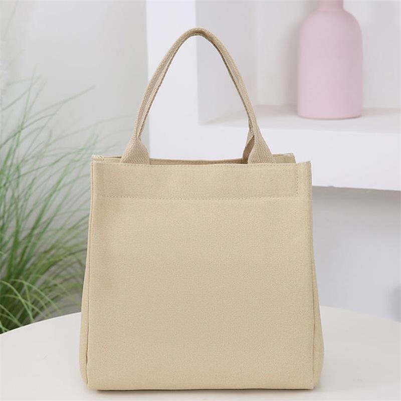 Portable Student Large Capacity Leisure Bento Bag Lunch Box Tote Bag Cartoon Canvas Women Handbag