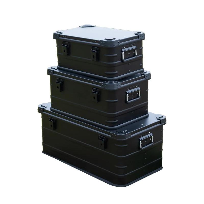 30L 50L 80L Aluminum Alloy Travel Storage Box Black Storage Box for Camping Household Car Picnic Travel Camping Outdoor Storage
