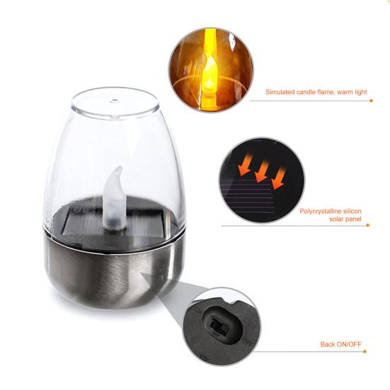 Solar Candle Light Waterproof Solar Powered Tea Light Realistic Flickering Flameless LED Kerosene Lantern for Patio Garden Porch Tabletop Indoor