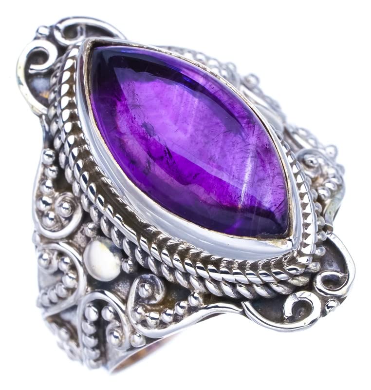 

StarGems® Natural Amethyst Handmade 925 Sterling Silver Ring 8 F2832