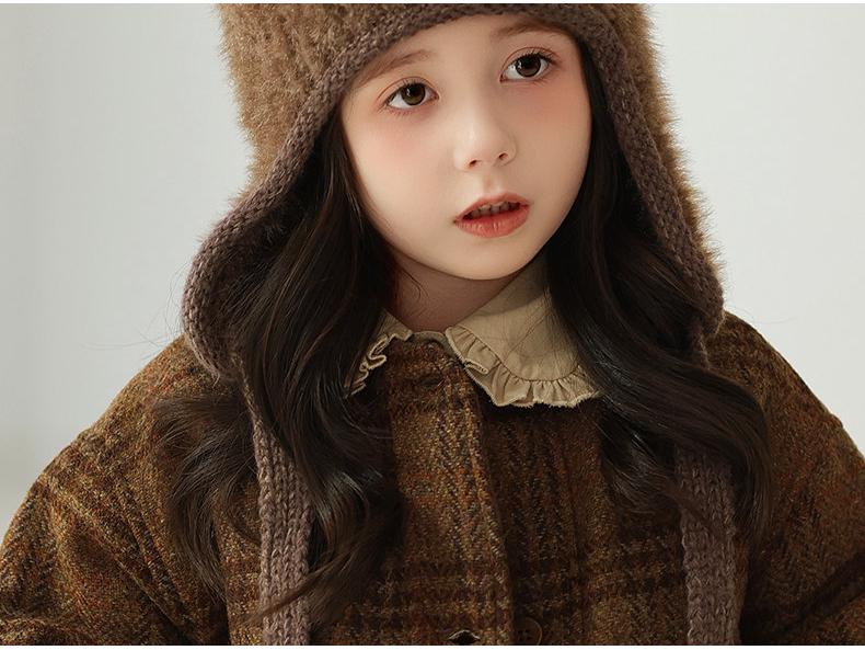 Children's Fleece-Lined Windproof Knit Hat with Ear Protection - Winter Pullover for Boys and Girls