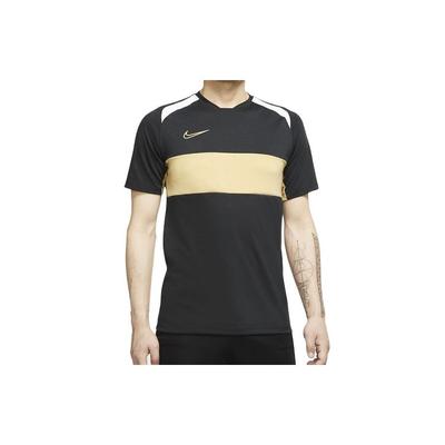 Koszulka piłkarska z krótkim rękawem Dri-Fit Academy szybkoschnąca męska topy czarna biała złota BQ7353-010