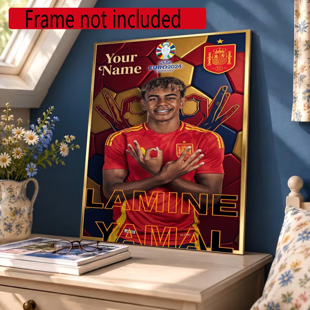 Lamin Yamal Personalized Name Round Diamond Painting Kit Diamond Embroidery Painting Rhinestones Mosaic Frameless Handwork Decoration Arts