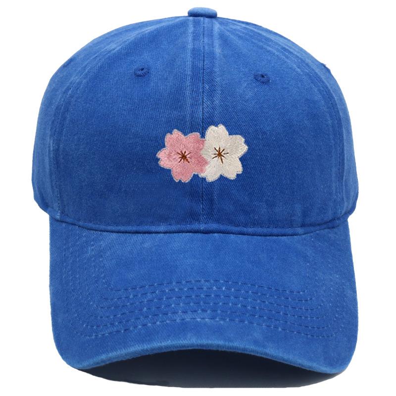 Flower Embroidery 100% Cotton Washed Cherry Blossom Cowboy Hat Summer Hat Luxury Man Hat Golf Designer Golf Women Men'S Dad Hats