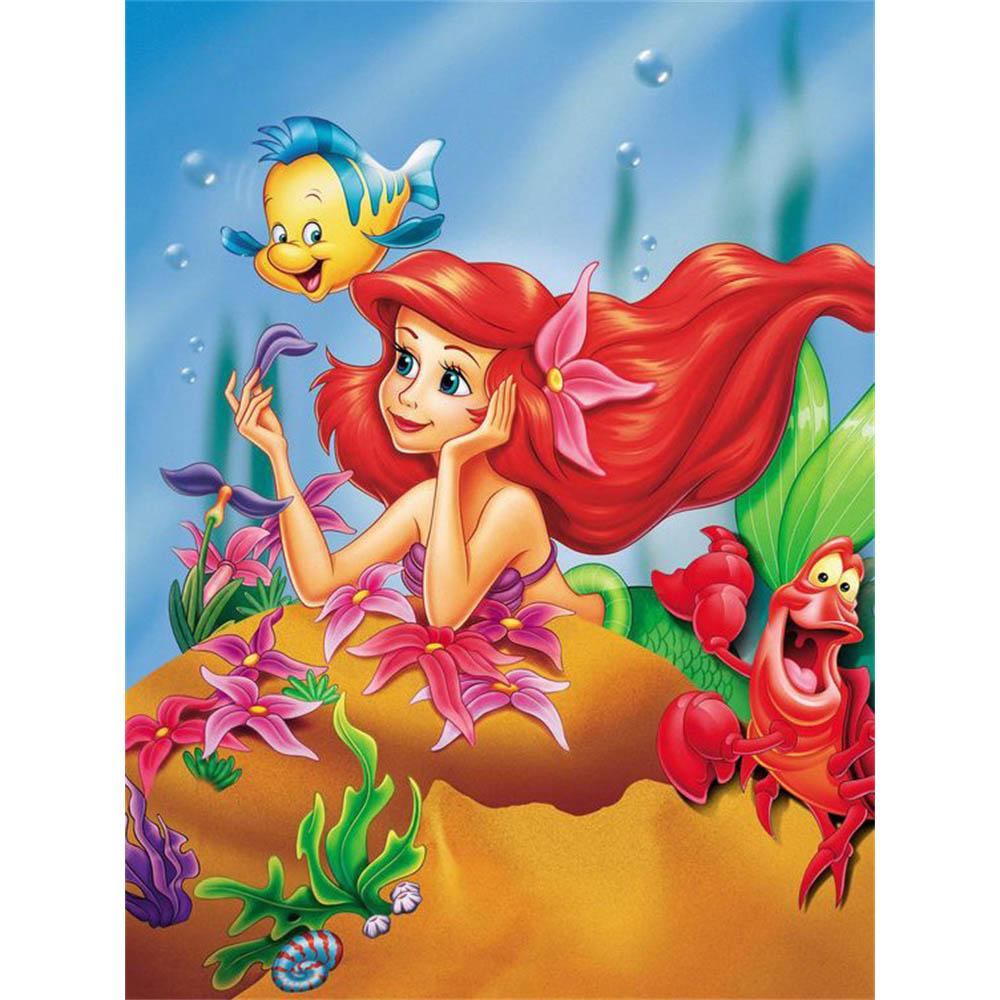 Disney La Sirenetta Ariel Collezione Oceano Pittura Diamante 5D Piena di Diamanti Fai da Te Pittura Diamante Fatta a Mano Cartone Animato Decorazione Kit Pittura