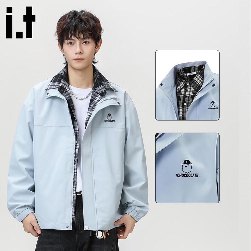 CHOCOOLATE Men s Faux Two-Piece Spliced Lapel Jacket 3XL