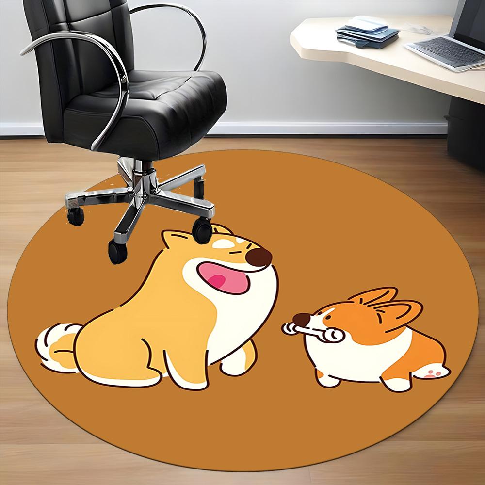 1 Stück Puppy Friends Büro Runder Teppich, Unter Bürostühlen Schlafzimmer Wohnzimmer Heimdekoration, Zimmer Deko