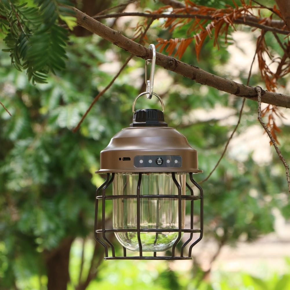 Outdoor Hanging Camping Lanterns Rechargeable Tent Light Vintage Lantern Portable Lamp for Yard Patio Garden Party