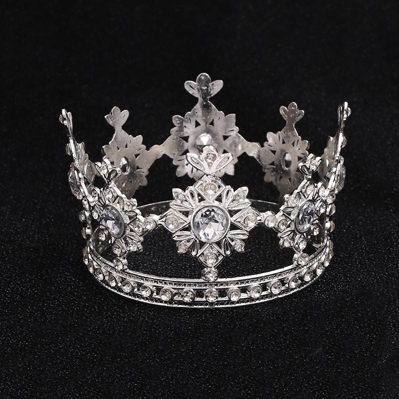 Round Metal Crown Small Diadem Children Circle Birthday Party Cake Baking Decoration Ornaments Tiaras Wedding Hair Jewelry Gift