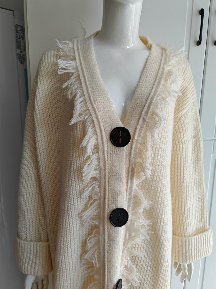 2025 Autumn/Winter European & American Women's Fashion Tassel Knit Cardigan Sweater