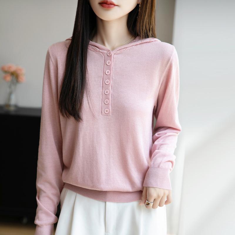 Damen Strickpullover mit Kapuze in lockerer Passform - Lässiger Herbst-/Winterstil