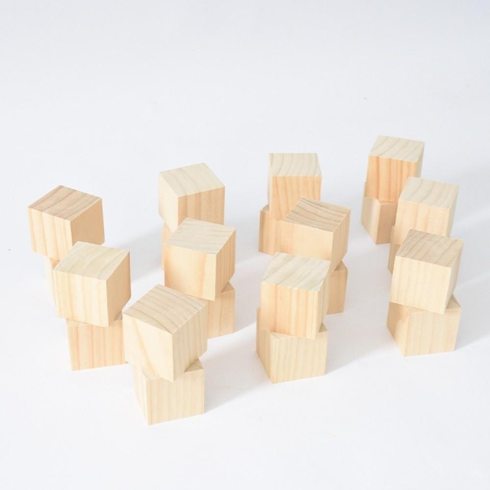 10pcs Natural Wooden Cube Woodwork Craft Handmade Material Hobby Wooden Square Block