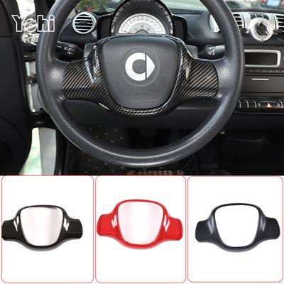 For Mercedes-Benz Smart 451 Fortwo 2009-2015 ABS Carbon Fiber Car Steering Wheel Decorative Frame Cover Sticker Car Accessory