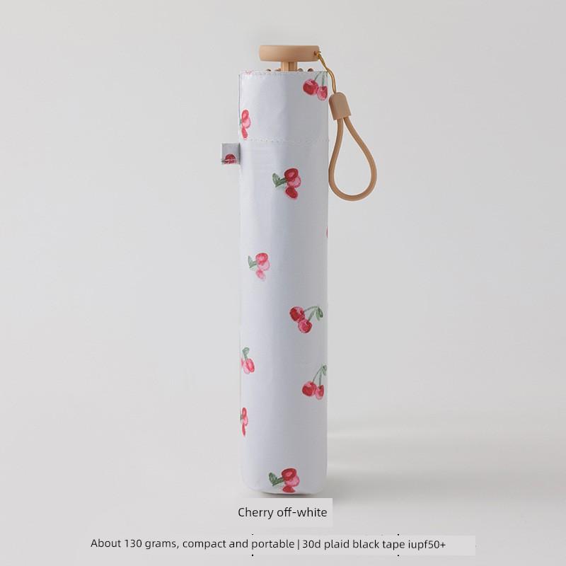 Japanese-Style Small Floral Ultra-Light 130g Black-Coated Sunscreen Umbrella, Fully Blackout, Uv Protection, Foldable, Portable, for Sun and Rain
