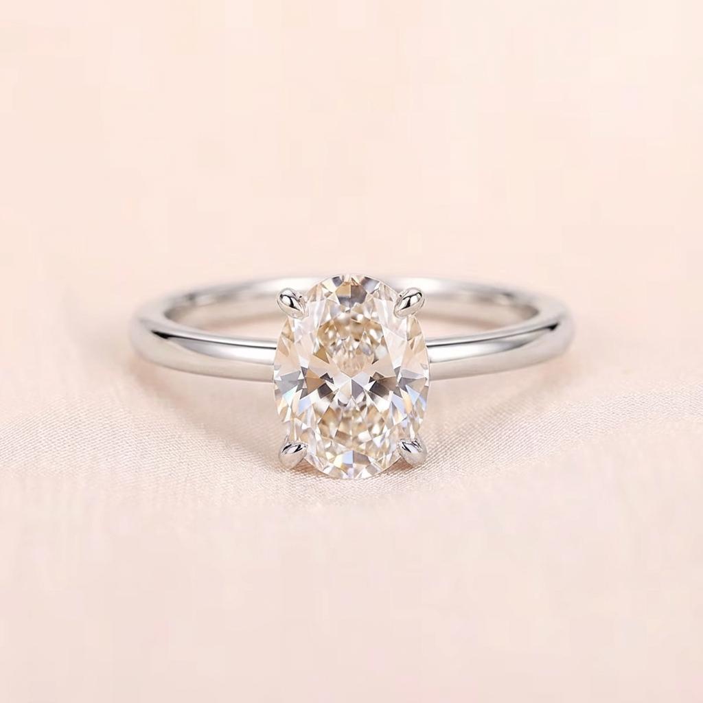 Bagues en Argent 925 Zircon Magnifique Pierre Ovale Brillante Pour Femmes Fiançailles Mariage Luxe Haute Qualité Bijoux Fins Cadeau