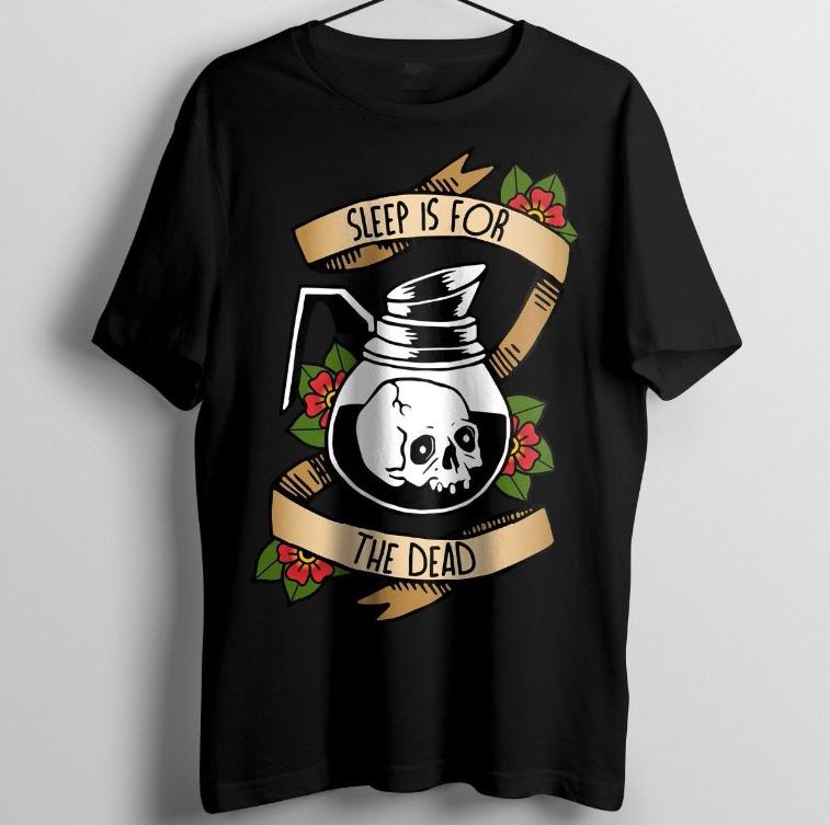 Traditional Tattoo Morning Coffee Inspired Design Men Tshirt Homme for Tall and Big Men Offensive T Shirts