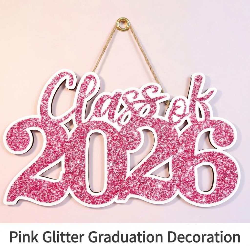 Wooden Graduation Sign Class of 2026 Hanging Decoration Party Prop Photo Booth Accessory for Graduation Celebration Event