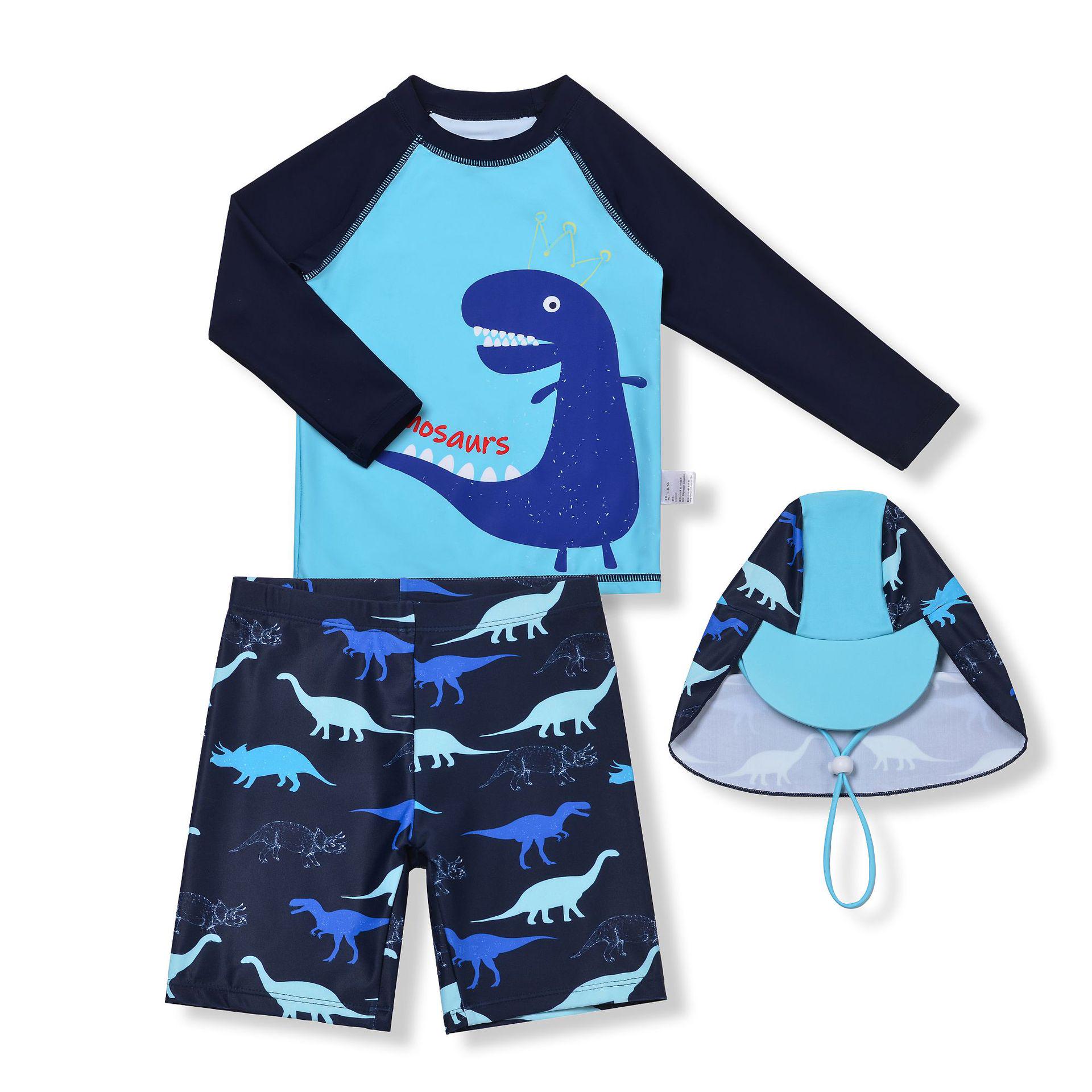 

Хлопчачий роздільний мультяшний купальний костюм з довгим рукавом з динозавром - Купальний одяг із захистом від сонця для дітей (S, M, L) Size 110 (Height 100cm, Up to 32 Jin)