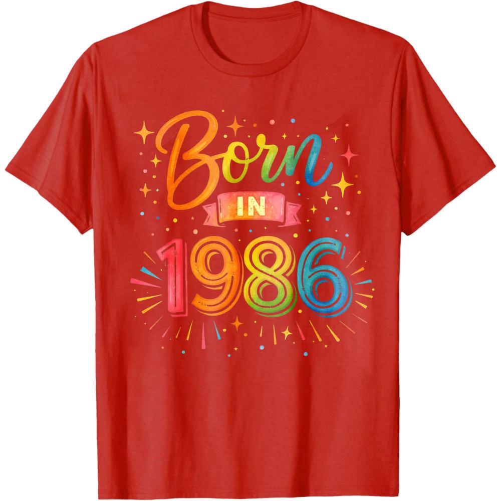 

Born In 1986 Rainbow Text Design Summer Men TShirt Vintage Style Birthday Celebration Gift For Him 30s 40s Party Wear S