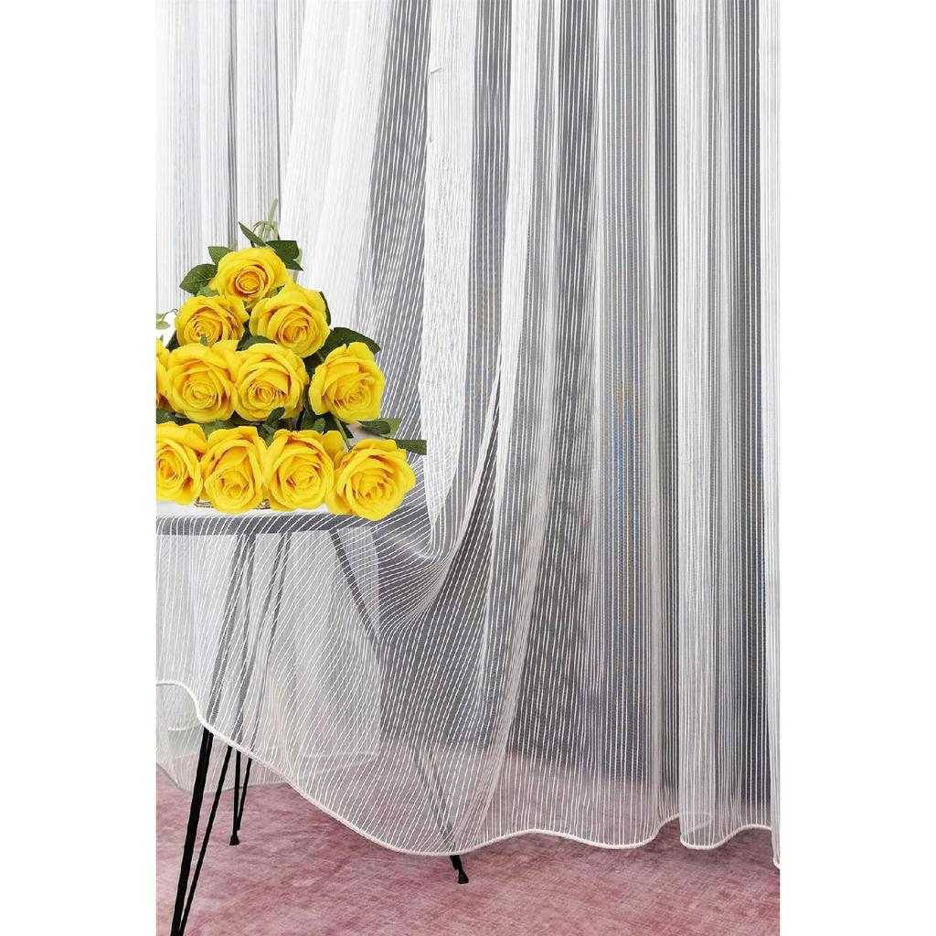 Striped Tulle Curtain, 1/3 Tight Pleated, Does Not Wrinkle, Does Not Require Ironing - Extra Weight