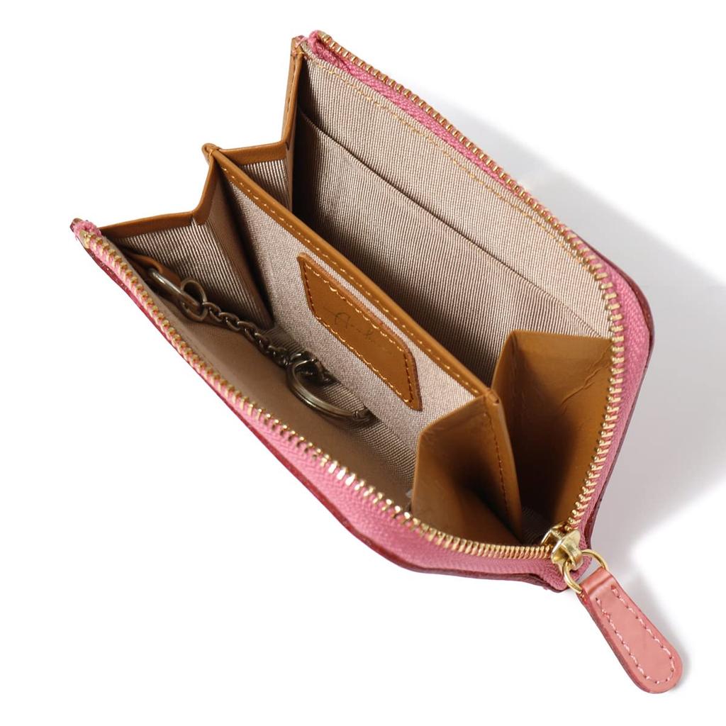 Münzbörse mit Reißverschluss, echtes Leder, Krokodilschwanz, hergestellt in Japan, Münzetui, geprägtes Krokodil-Rindsleder, rosa [Alkan], L-förmig, für Damen, 0295-301