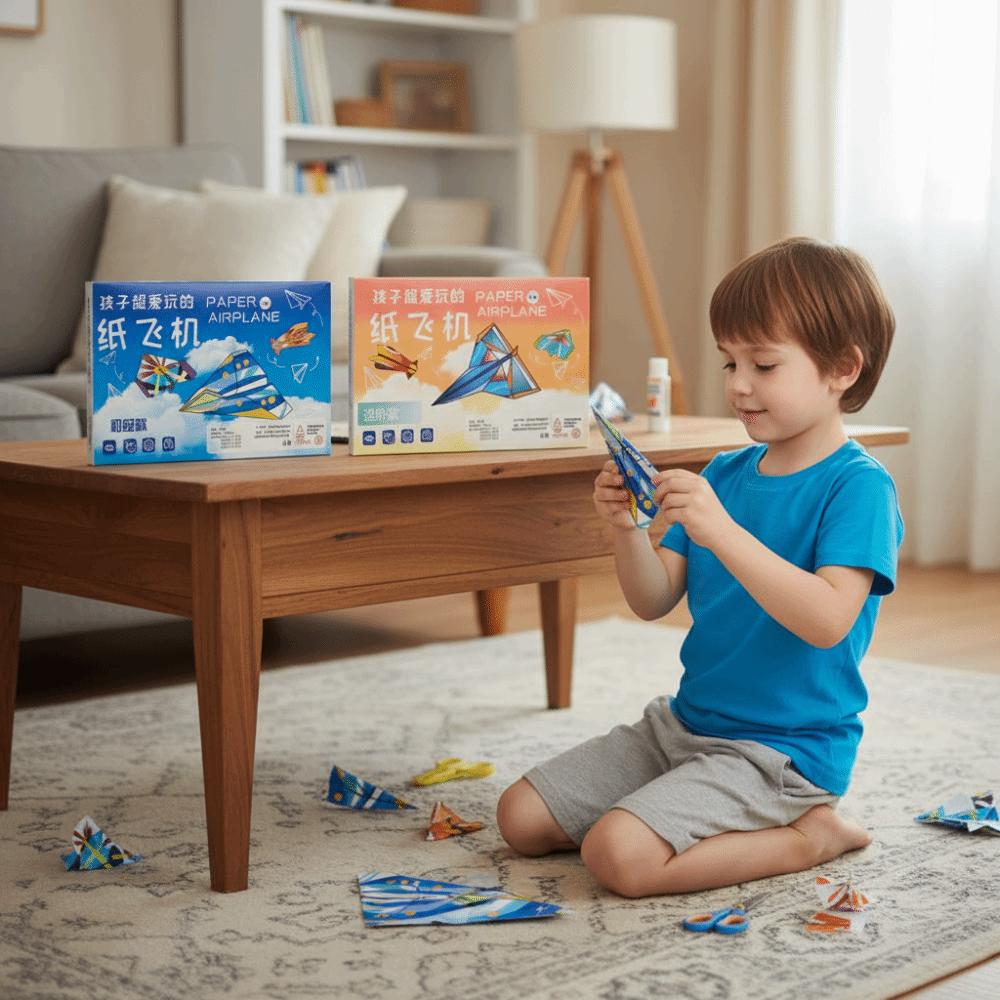 Montessori Handmade Airplane Origami Versatile Paper Aircraft Toy Kids Toddlers Children