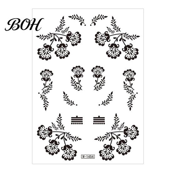 Event Makeup Tattoos Temporary Stickers, Fake Body Arm Chest Shoulder with Black Lace Flower Waterproof Pattern, Non-Irritating Art Sticker