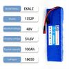 48V Electric Scooter Battery 13S2P 100Ah 18650 Lithium Pack For E-Bike Vehicle Motorcycle DIY BMS + 54.6V Charger