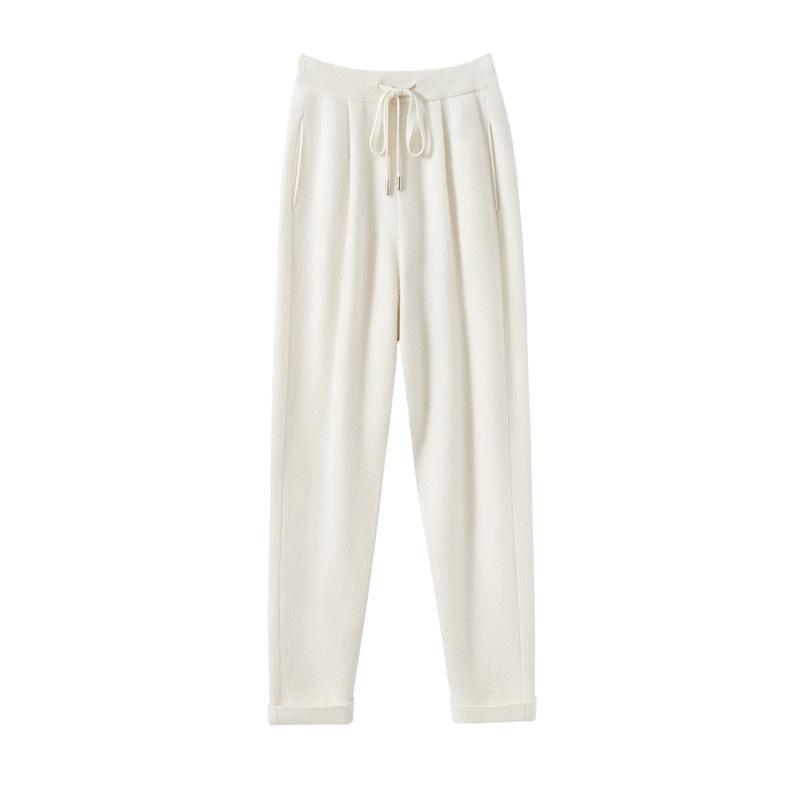 

2025 Autumn/Winter Women s High Waist Cashmere Knit Pants: Thick, Slimming, and Warm Extra Large белый