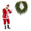 Real Touch Christmas Wreath Red Berries Jute Bow Soft Pine Garland Indoor Outdoor Holiday Party Decor