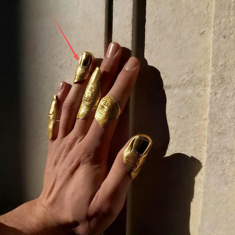 1/5Pcs Irregular Texture Knuckle Ring Set Golden Minimalist Stackable Ring Artistic Jewelry Accessories Gifts for Men Women