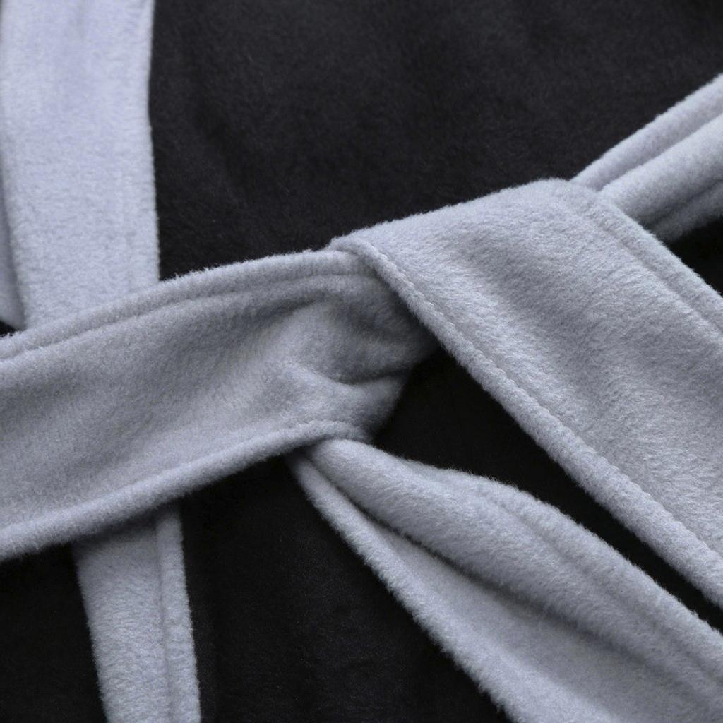 Menns vinterforlengede plysjsjal Badekåpe Hjemmeklær Langermet Robe Coat