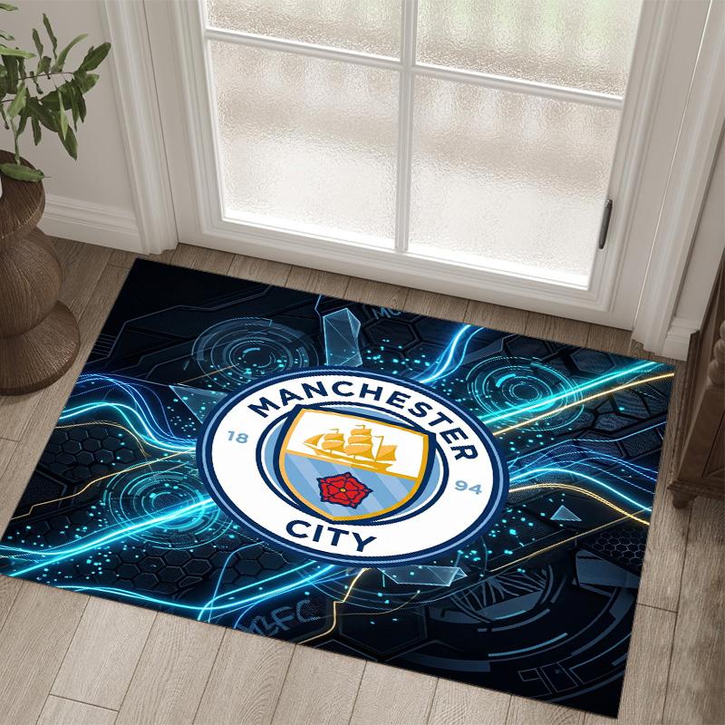 Manchester City Design Kristal Fluweel Tapijt Gezellig Niet?Antislip Bedrukt Tapijt Voor Slaapkamer Woonkamer Entree