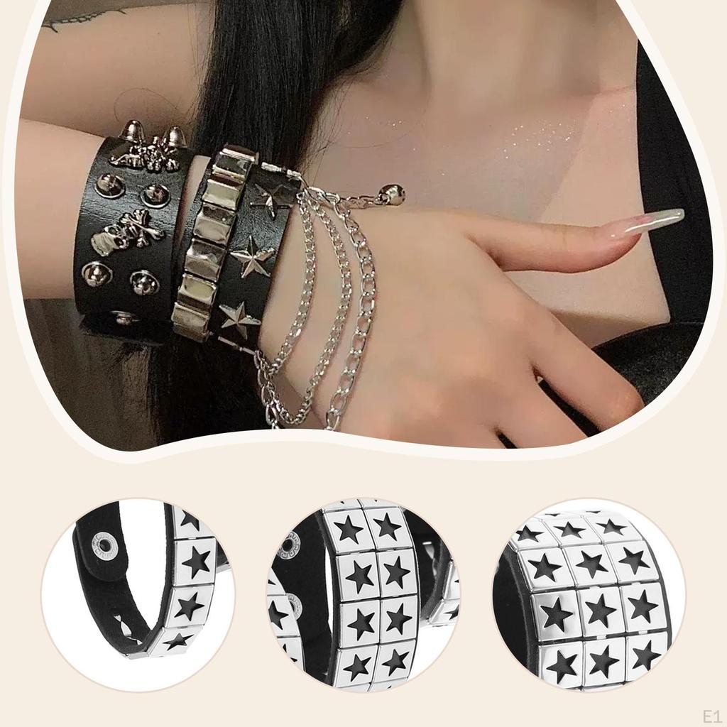 3 Sztuki Gotyckich Bransoletek Lekkie Układane Warstwowo dla Pań Akcesoria do Sukienki